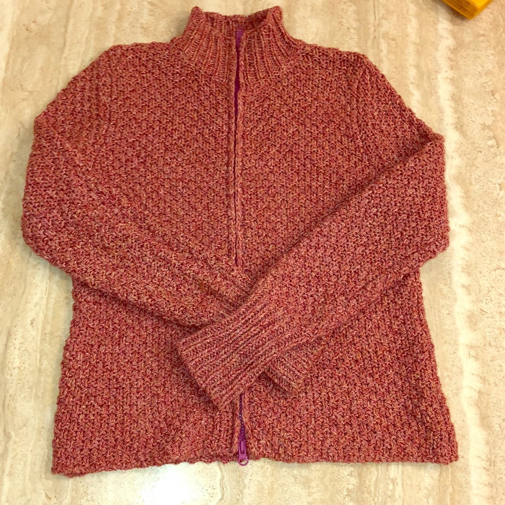 Sigrid Olsen broad knit Zipper cardigan small